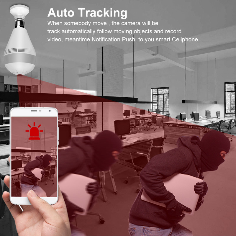 70% popusta TMEZON žarulja WiFi PTZ kamera 1080P svjetiljka Sustav sigurnosnih kamera 360 stupnjeva panoramske bežične kućne nadzorne kamere