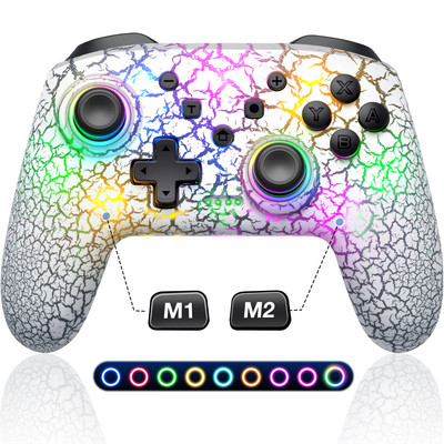 Controler fără fir cu 9 lumini RGB pentru Nintendo Switch/OLED/Lite/Android/IOS/PC cu taste programabile Switch Gamepad