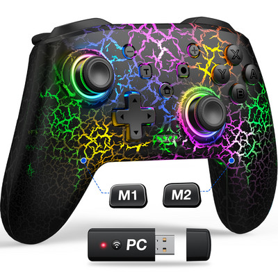 Controler fără fir cu 9 lumini RGB pentru Nintendo Switch/OLED/Lite/Android/IOS/PC cu taste programabile Switch Gamepad