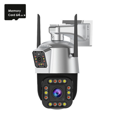 Κάμερα 3MP διπλού φακού PTZ Εξωτερική κάμερα εγγραφής βίντεο Ταχύτητα θόλος Εξωτερικό WiFi Ασφάλεια Κάμερα CCTV Σειρήνα Έγχρωμη κάμερα νυχτερινής όρασης