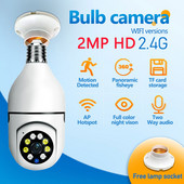 Spuldžu novērošanas kamera 1080P 2.4G Wifi E27 bezvadu drošības monitors Cam Night Vision pilnkrāsu automātiska cilvēka izsekošana