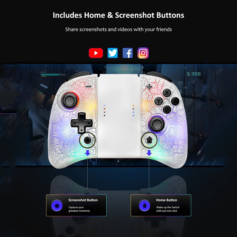 Για Switch Joypad Controller Αριστερά & Δεξιά Ασύρματο Gamepad για Nintend Switch OLED Joy Gamepad Κονσόλα Υποστήριξη Bluetooth Wake-up
