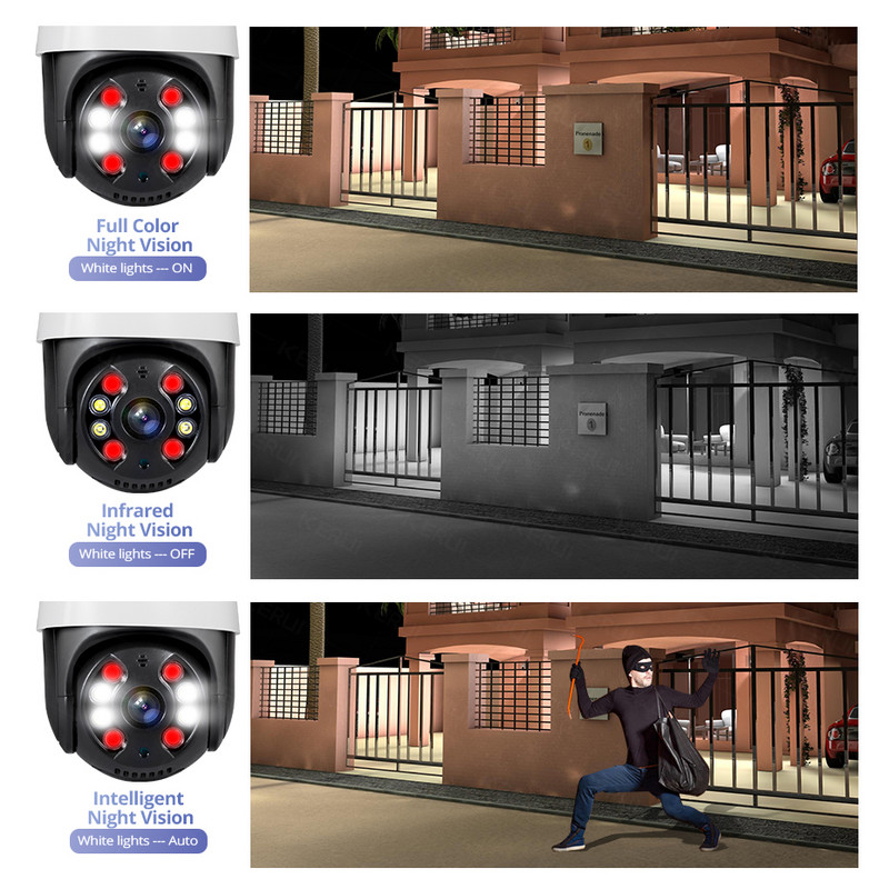 KERUI Vanjska vodootporna bežična 3MP 5MP WiFi IP kamera kupolasta 4X PTZ kamera s digitalnim zumom Kućna sigurnost CCTV video nadzor
