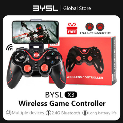 BYSL X3 Безжичен Bluetooth контролер за игри за компютър, мобилен телефон TV BOX Компютър, таблет, джойстик, геймпад, държач за джойпад, подарък за момче