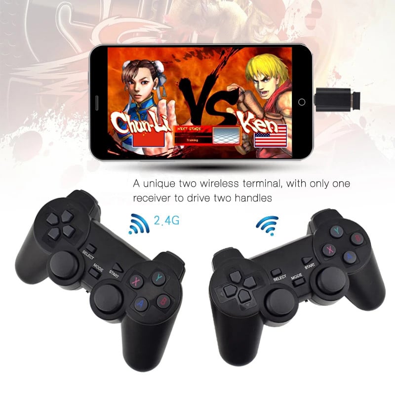 DATA FROG 2 hráči 2.4G bezdrôtový herný ovládač Gamepad pre Android smartfón Joystick pre PC Joystick s OTG prevodníkom