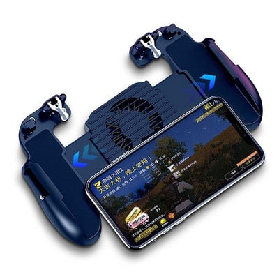 Controler mobil Joystick Gamepad cu declanșare pentru jocuri pentru PUBG iOS Android Gamepad cu șase degete și 6 degete cu ventilator de răcire