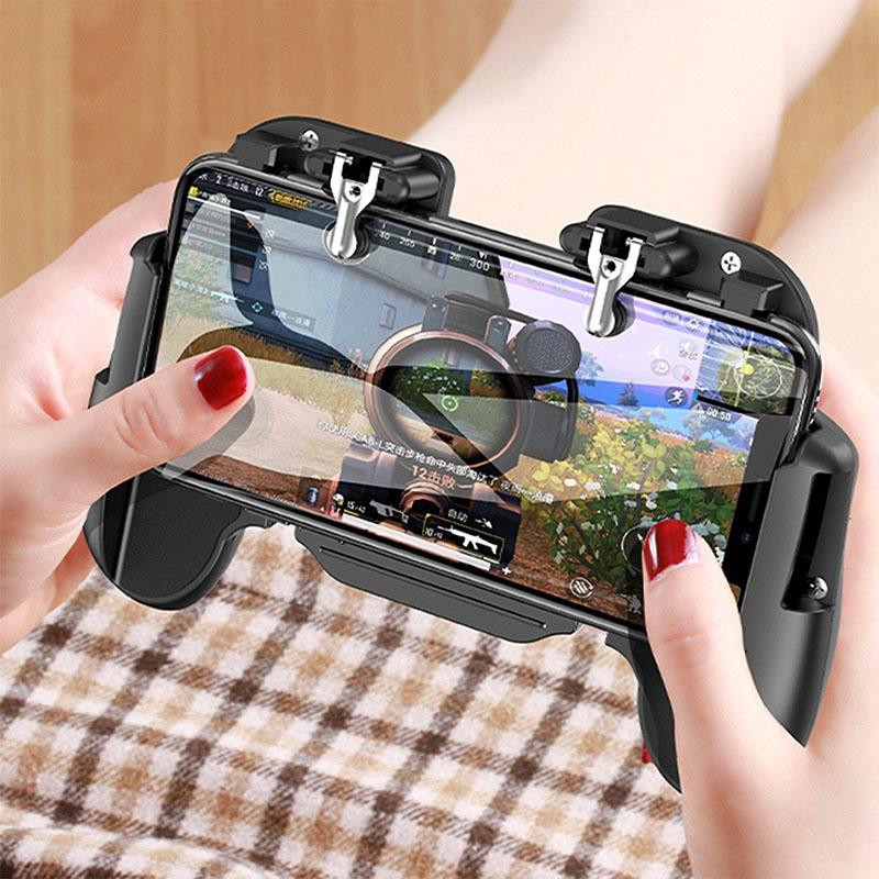 Controler mobil Joystick Gamepad cu declanșare pentru jocuri pentru PUBG iOS Android Gamepad cu șase degete și 6 degete cu ventilator de răcire