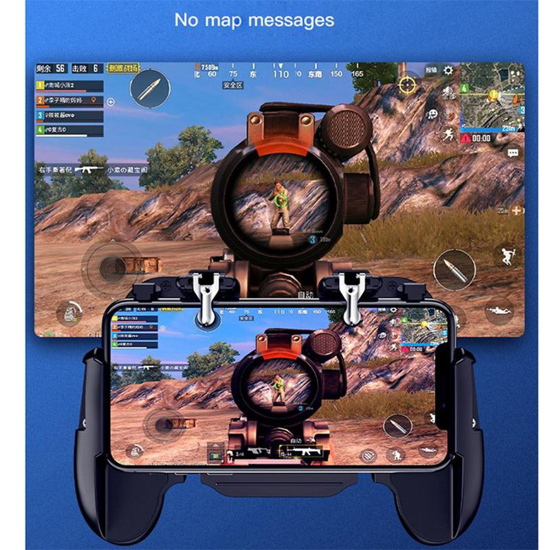 Controler mobil Joystick Gamepad cu declanșare pentru jocuri pentru PUBG iOS Android Gamepad cu șase degete și 6 degete cu ventilator de răcire