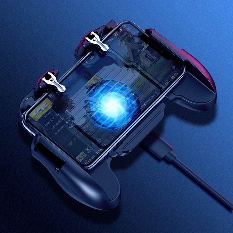 Controler mobil Joystick Gamepad cu declanșare pentru jocuri pentru PUBG iOS Android Gamepad cu șase degete și 6 degete cu ventilator de răcire