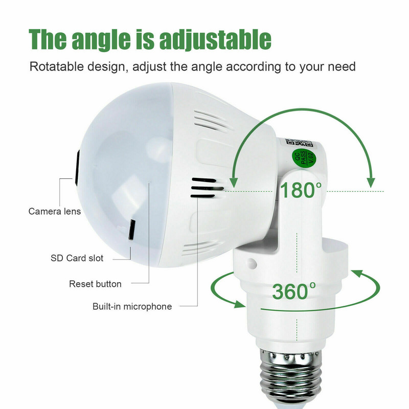 3MP 5MP Wifi Πανοραμική κάμερα CCTV επιτήρησης βίντεο Fisheye Panoramic Bulb CCTV Video Night Vision Ασύρματη κάμερα IP