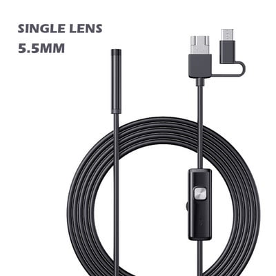 Industria Endoscope Camera Dual Lens 3in1 Type-C Micro USB Inspection Borescope LED αδιάβροχο άκαμπτο καλώδιο για τηλέφωνα Android PC