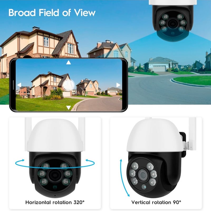 Camhi IP kamera P2P 1080P HD WiFi krāsu nakts redzamības automātiskās izsekošanas novērošanas tīmekļa kameras āra drošības monitors CamhiPro APP