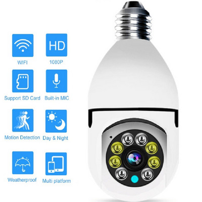 360° 5G E27 LED крушка Full HD 1080P Безжична домашна охрана WiFi CCTV IP камера Двупосочно аудио Панорамно нощно виждане