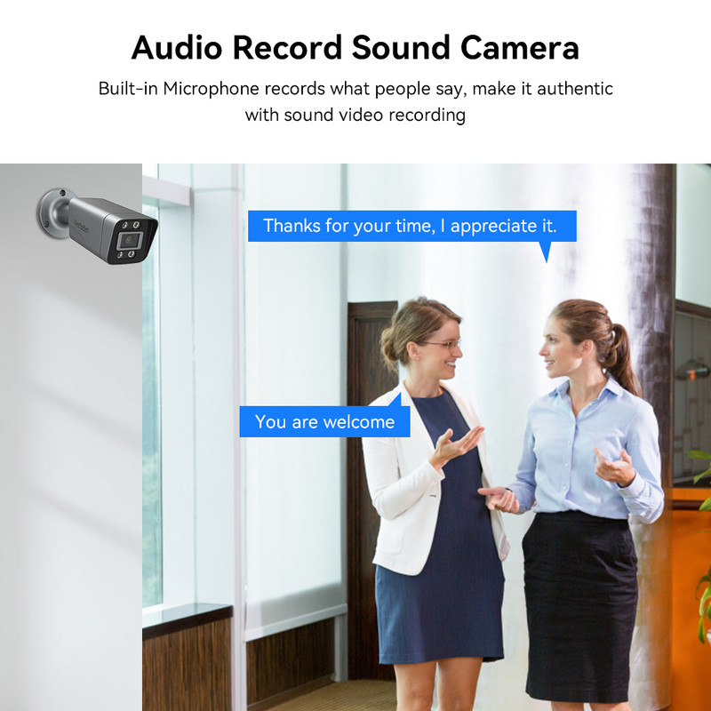 Tiananxun 8Mp 4K Ip Κάμερες Poe Κάμερες Ασφαλείας Cctv 5Mp H.265 Εξωτερική αδιάβροχη επιτήρηση ήχου βίντεο για σύστημα Nvr