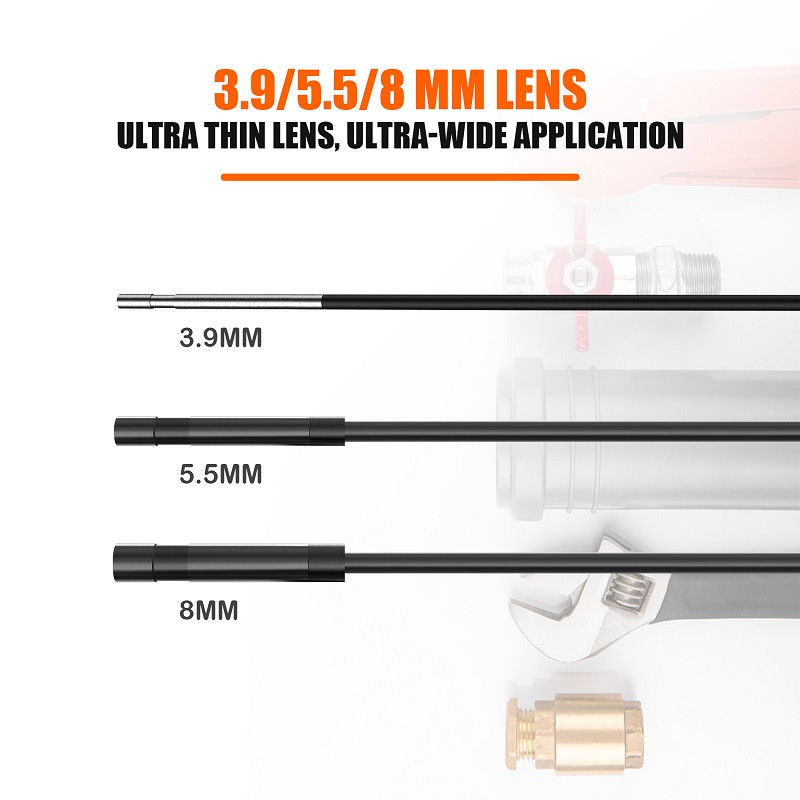 4,3 collu IPS ekrāna rūpnieciskā endoskopa kamera HD1080P viena divu objektīvu pārbaudes boreskops IP68 ūdensizturīgs LED 2600 mAh akumulators