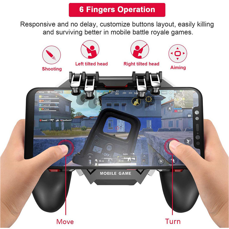 PUBG Controller AK77 Six Finger Gamepad za iPhone Android PUBG Mobile Controller L1 R1 Shooter Triggers Fire Joystick Gamepad