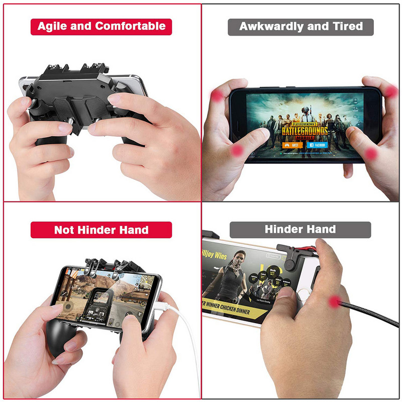 PUBG Controller AK77 Six Finger Gamepad za iPhone Android PUBG Mobile Controller L1 R1 Shooter Triggers Fire Joystick Gamepad