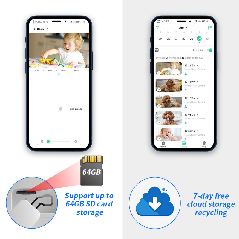 Hiseeu 3MP Cloud AI WiFi Βίντεο Κάμερα επιτήρησης Επαναφορτιζόμενη μπαταρία με ηλιακό πάνελ Εξωτερική πανίδα & Tilt Wireless