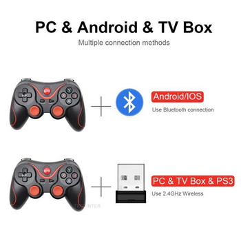 Поддържа Bluetooth T3 X3 Безжичен джойстик Геймпад PC Game Controller BT3.0 Джойстик За мобилен телефон Таблет TV Box Държач