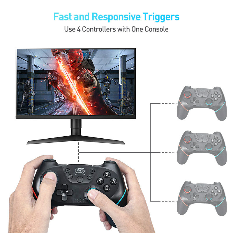 Controler comutator, controler wireless Pro pentru NS Switch Joystick pentru gamepad la distanță, vibrație turbo reglabilă, ergonomic anti-alunecare