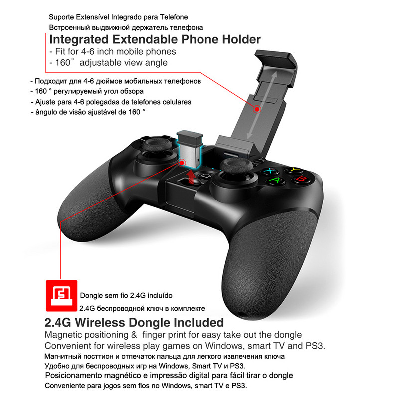 Control Gamepad PUBG Bluetooth USB pentru iPhone Android PC PS4 PS3 Playstation PS 4 3 Nintendo Switch Controller Mobile Game Pad