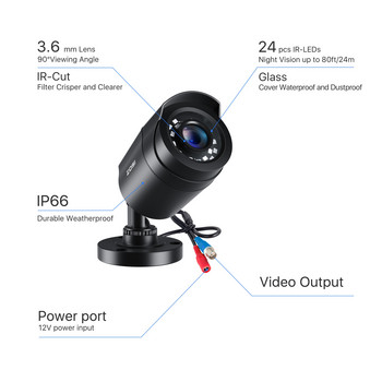 ZOSI 4 бр./лот 1080p HD-TVI CCTV камера за видеонаблюдение, 80 фута нощно виждане, комплект камери за наблюдение на открито, независимо дали