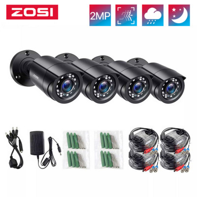 ZOSI 4 бр./лот 1080p HD-TVI CCTV камера за видеонаблюдение, 80 фута нощно виждане, комплект камери за наблюдение на открито, независимо дали