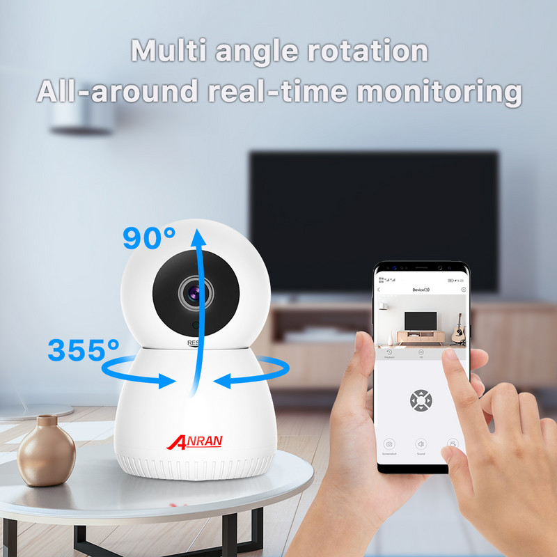 ANRAN 1296P Mini Wifi IP κάμερα επιτήρησης Προστασία ασφαλείας PTZ Ασύρματη οθόνη μωρού Αυτόματη παρακολούθηση HD αμφίδρομη ήχος
