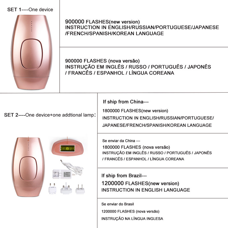 1800000 Flash Permanent IPL Αποτρίχωση με λέιζερ depiladora προσώπου Ηλεκτρική φωτοαποτριχωτική συσκευή Painless Hair Remover dropship