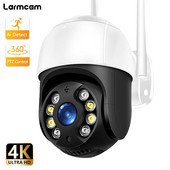Κάμερα 4K 8MP PTZ WiFi Ασύρματη εξωτερική κάμερα IP 4X Zoom 5MP HD CCTV επιτήρηση βίντεο Auto Tracking Alexa Onvf 1080P ICsee