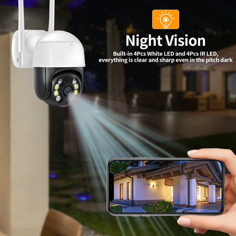 Κάμερα 4K 8MP PTZ WiFi Ασύρματη εξωτερική κάμερα IP 4X Zoom 5MP HD CCTV επιτήρηση βίντεο Auto Tracking Alexa Onvf 1080P ICsee