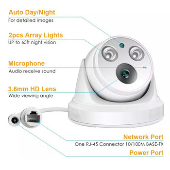 HKBTM 5MP 2k H.265 IP Κάμερα POE Audio CCTV κάμερα για POE NVR Home Έγχρωμη κάμερα ασφαλείας νυχτερινής όρασης με ήχο μικροφώνου