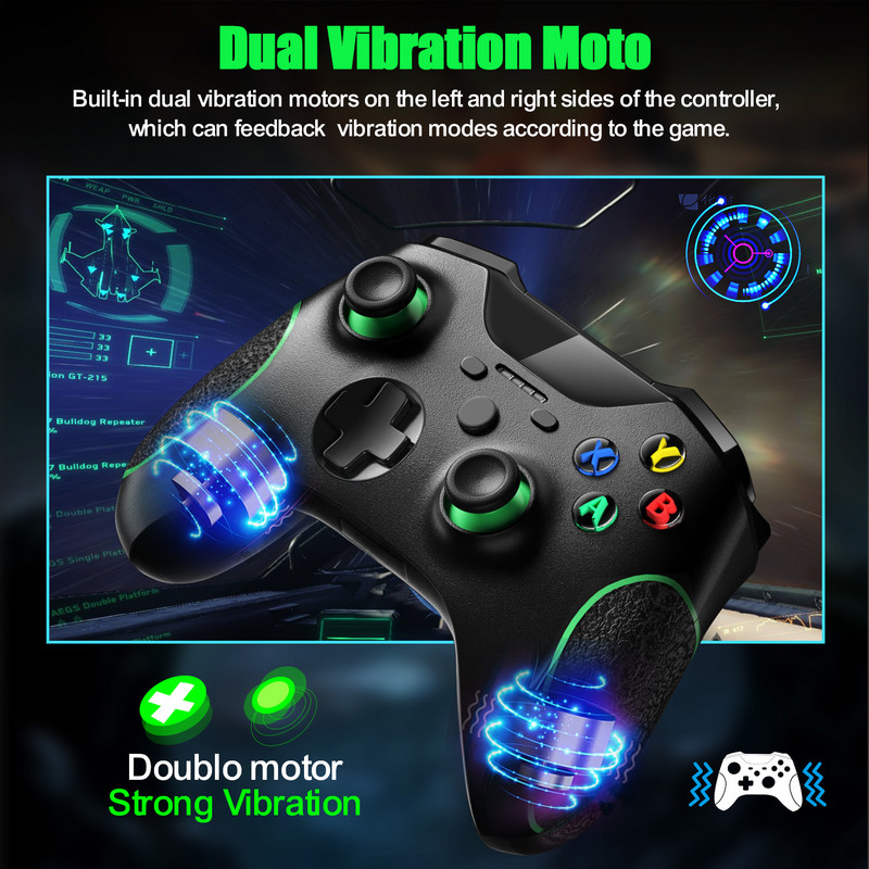 Xbox One bežični kontroler 2,4 GHz za PC/PS3/pametni telefon Android/Steam kontroler s dvostrukom vibracijom i ugrađenim 600mAh