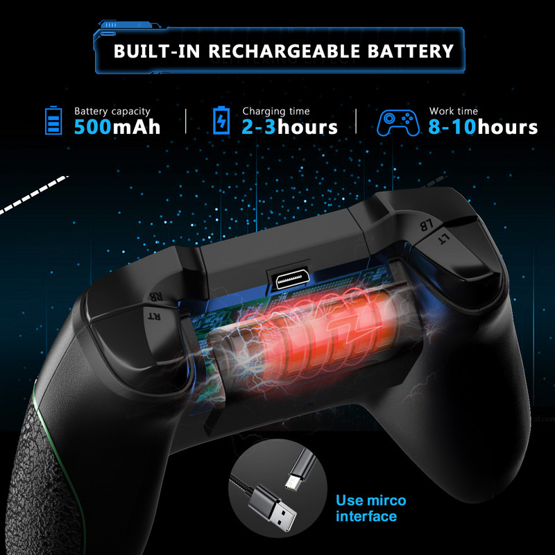 Xbox One bežični kontroler 2,4 GHz za PC/PS3/pametni telefon Android/Steam kontroler s dvostrukom vibracijom i ugrađenim 600mAh