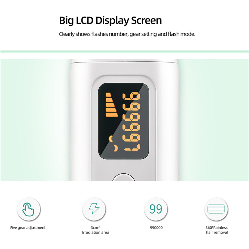 Epilator laser CkeyiN 990000 flash-uri IPL Permanent, profesional, fără durere, pentru îndepărtarea părului pentru bikini, aparat de ras pentru întinerirea pielii