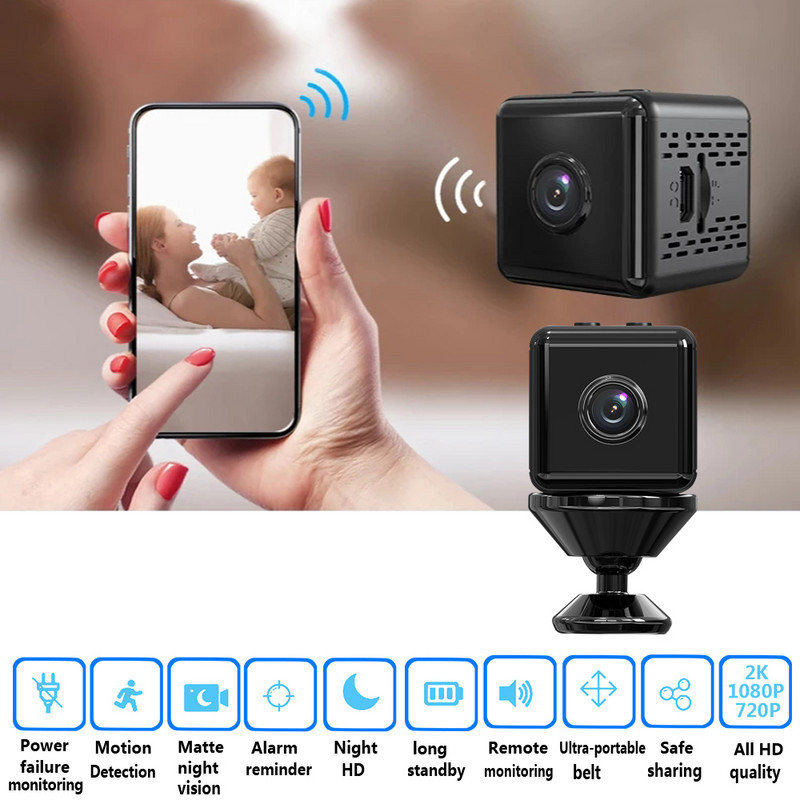 Mini cameră Wifi HD 1080P Cameră fără fir Securitate la domiciliu Detectare mișcare Bonă IP P2P Cameră DVR Cameră cu baterie reîncărcabilă