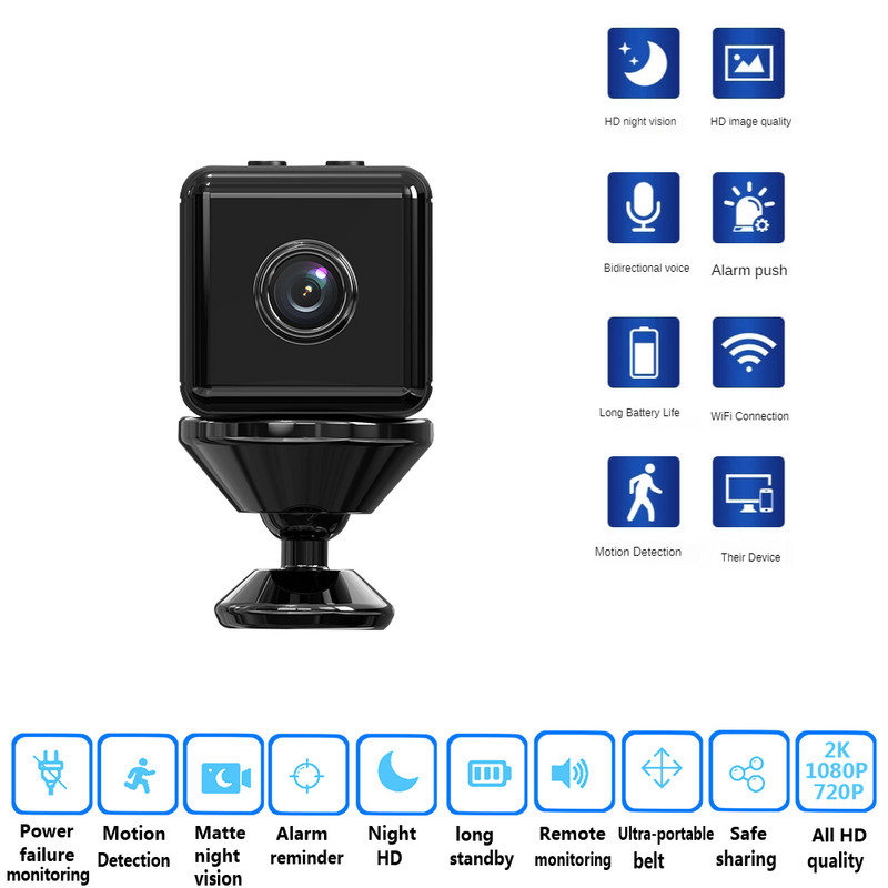 Mini cameră Wifi HD 1080P Cameră fără fir Securitate la domiciliu Detectare mișcare Bonă IP P2P Cameră DVR Cameră cu baterie reîncărcabilă