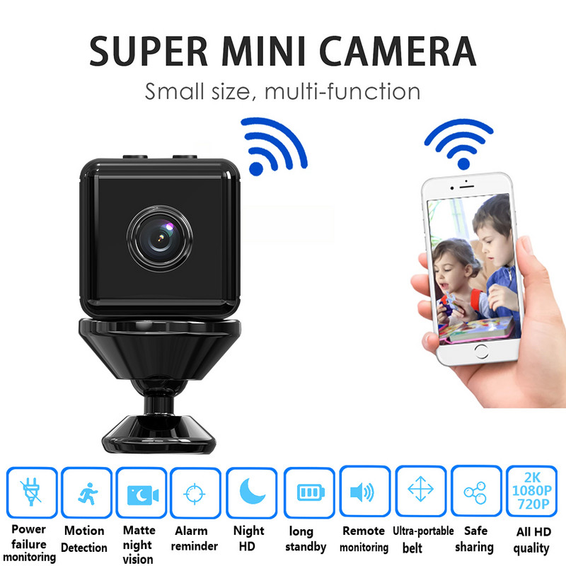 Mini cameră Wifi HD 1080P Cameră fără fir Securitate la domiciliu Detectare mișcare Bonă IP P2P Cameră DVR Cameră cu baterie reîncărcabilă