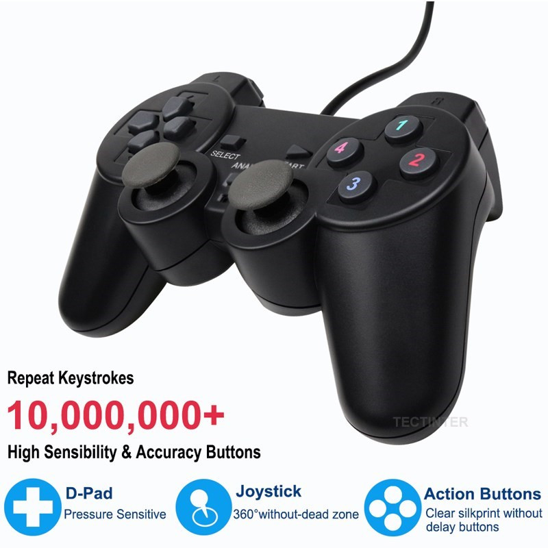 Žičani USB PC kontroler za igre za WinXP/Win7/Win8/Win10 za PC računalo Laptop crni gamepad joystick