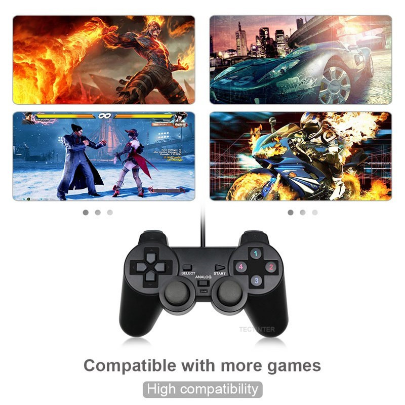 Žičani USB PC kontroler za igre za WinXP/Win7/Win8/Win10 za PC računalo Laptop crni gamepad joystick