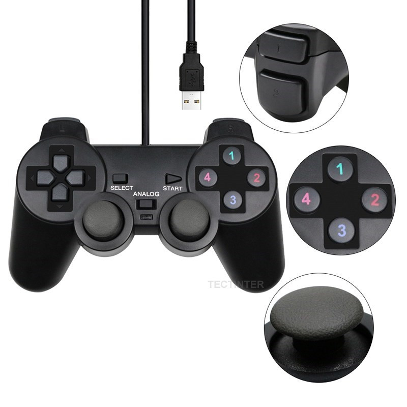 Žičani USB PC kontroler za igre za WinXP/Win7/Win8/Win10 za PC računalo Laptop crni gamepad joystick