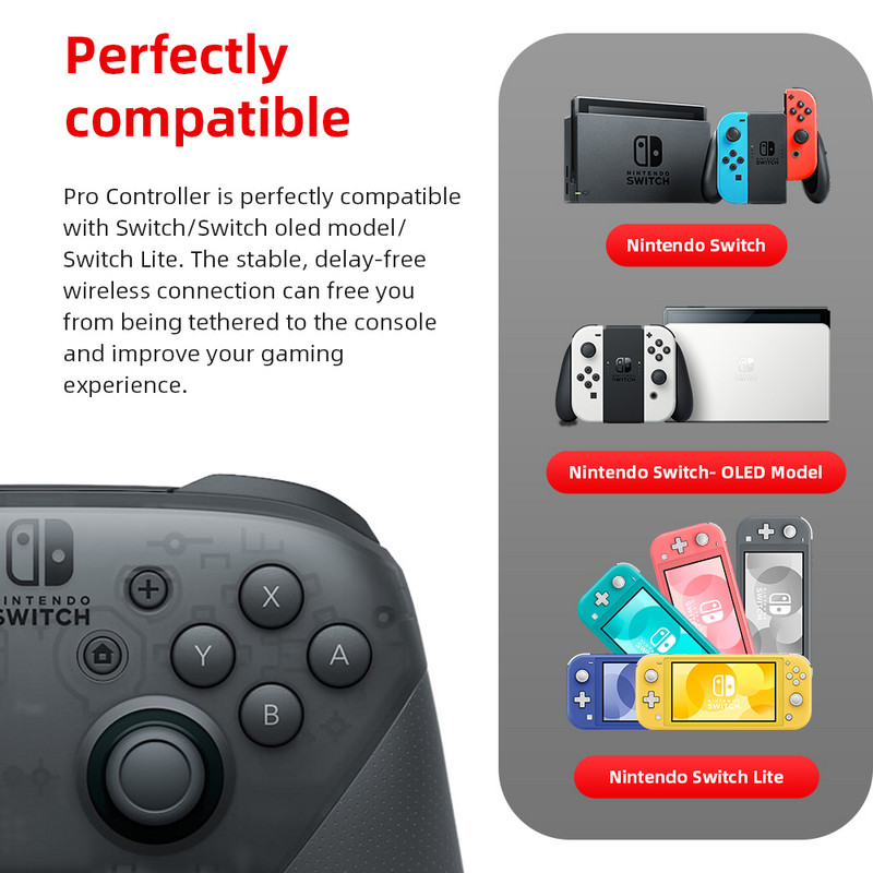 Nintendo Switch Pro Controller Bluetooth 3.0 i ugrađeni NFC bežični kontroler za igre Kontrole pokreta HD tutnjava Amiibo