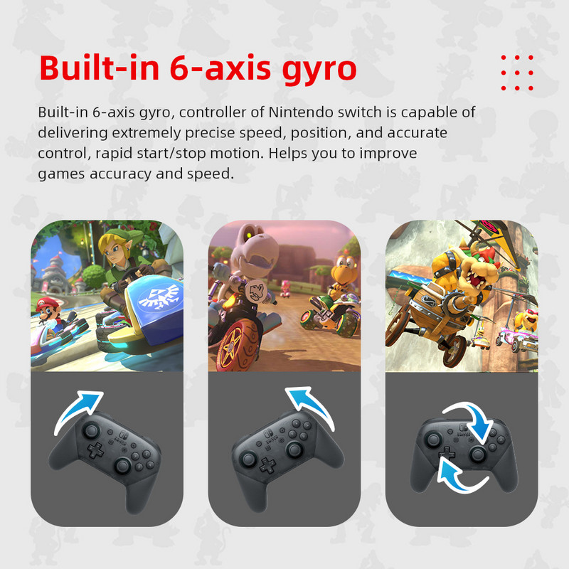 Nintendo Switch Pro Controller Bluetooth 3.0 i ugrađeni NFC bežični kontroler za igre Kontrole pokreta HD tutnjava Amiibo