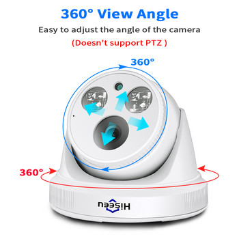 Hiseeu 3MP 5MP POE IP Camera H.265 Dome Camera 1536P Night Vision P2P Motion Detection for PoE NVR 3.6 Lens App View 30fps