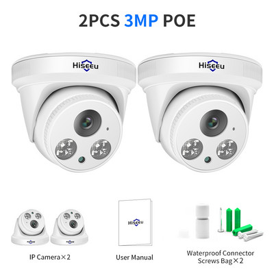 Hiseeu 3MP 5MP POE IP kamera H.265 kupolasta kamera 1536P noćni vid P2P detekcija pokreta za PoE NVR 3.6 Lens App View 30fps