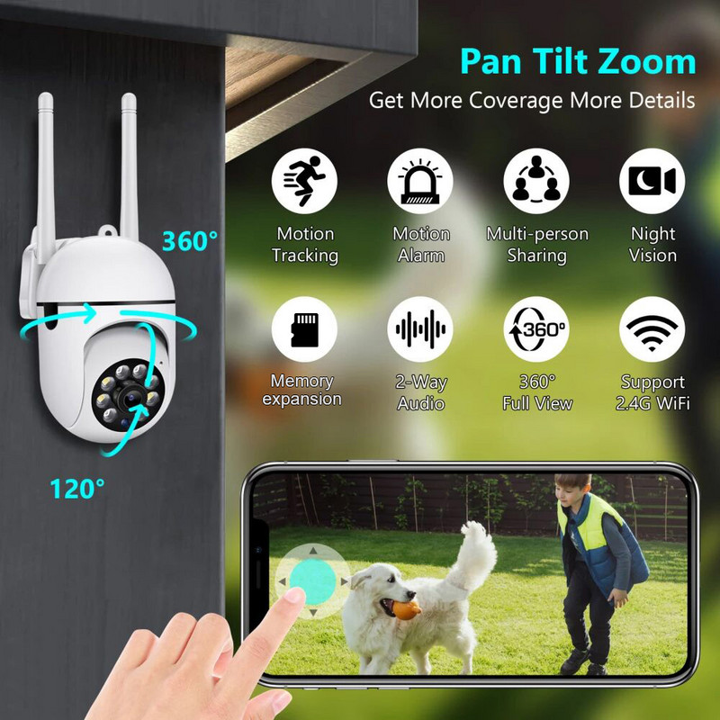 Cameră IP Wireless WiFi Dual Band Cameră HD Night Vision Cam Baby Monitor Security Camera CCTV cu detectie de mișcare