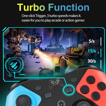 Поддържа Bluetooth Turbo Vibration Motion Геймпад Джойстик Съвместим Nintendo NS Switch Pro/Oled Конзола Безжичен контролер