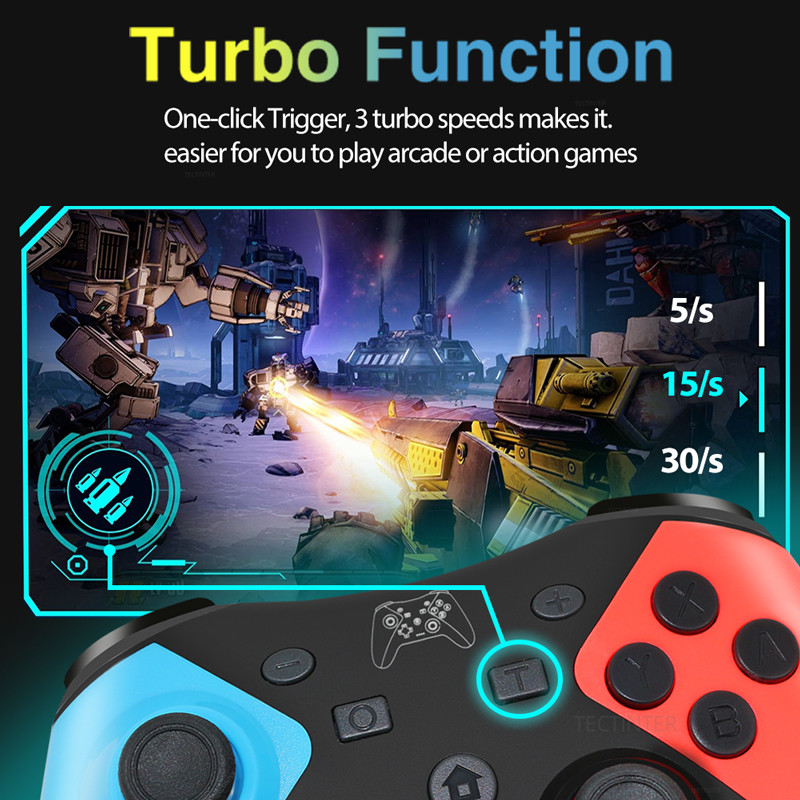 Toetage Bluetooth Turbo Vibration Motion Gamepad Joystickiga ühilduvat Nintendo NS Switch Pro/Oled konsooli juhtmevaba kontrollerit