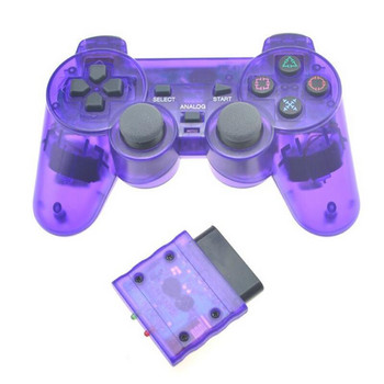 Διαφανές έγχρωμο ασύρματο για χειριστήριο Sony PS2 Gamepad για αξεσουάρ Playstation 2 Game Joystick 2.4G