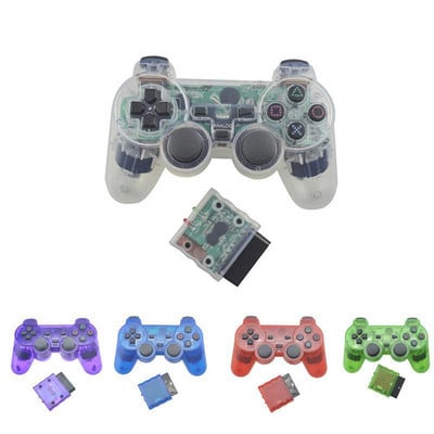 Átlátszó színes vezeték nélküli Sony PS2 Gamepad Controller Playstation 2 Game Joystick 2.4G tartozékokhoz
